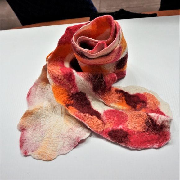 FELTED WOOL HANDMADE LONG SCARF GIFT FOR WOMEN - Picture 5 of 11